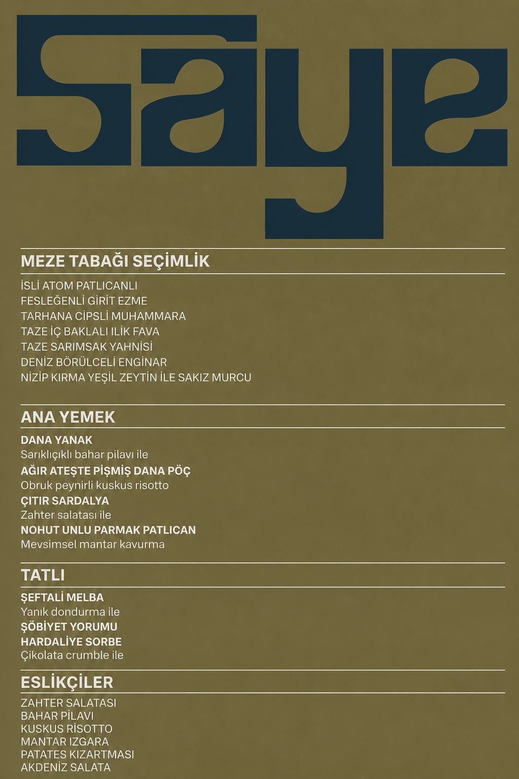Saye menu